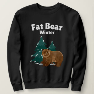 Fat Bear Winter Pine Woodland Watercolor Funny Sweatshirt