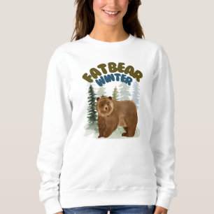 Fat Bear Winter Pine Woodland Watercolor Funny Sweatshirt