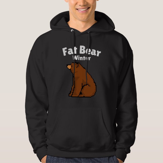 Fat Bear Winter Typography, Bear Relaxing, Funny Hoodie (Front)