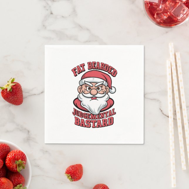 Fat Bearded Judgemental Bastard Hilarious Santa  Napkin (Insitu)