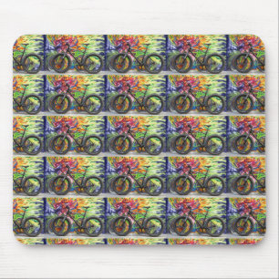 Fat bike and flames mouse pad