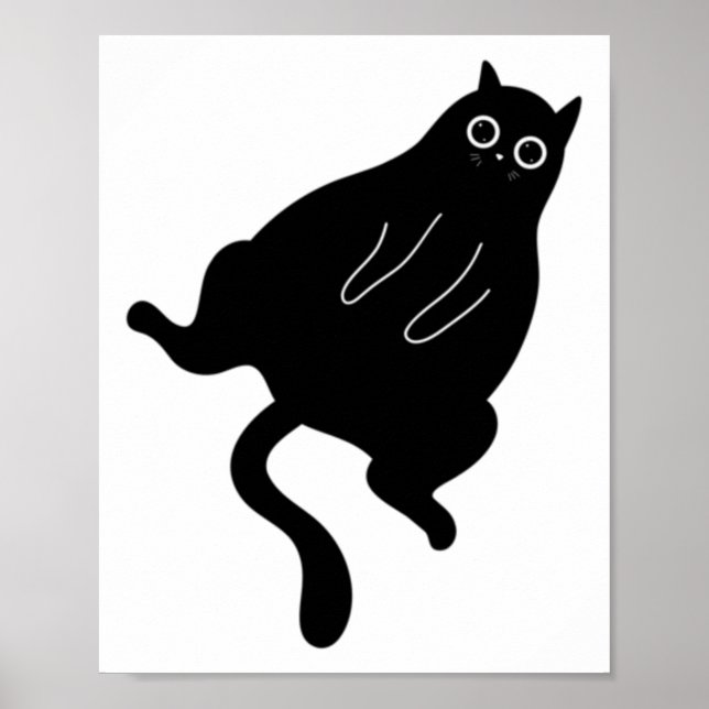 Fat Black Cat Sticker Sticker  Poster (Front)
