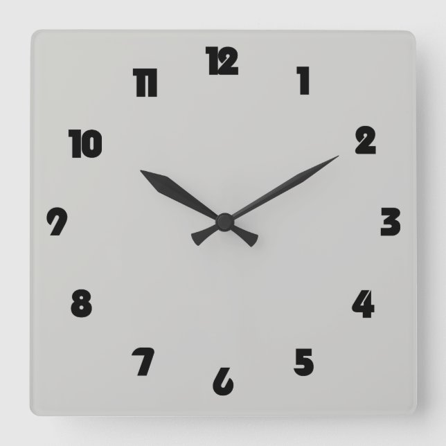 Fat Black Numbers On Grey wccn Square Wall Clock (Front)