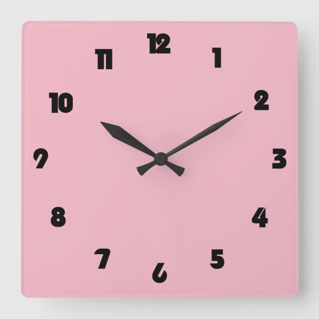 Fat Black Numbers On Pink wccnt Square Wall Clock (Front)