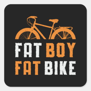 Fat Boy Fat Bike Biker MTB Cycling Biking Fatbike Square Sticker
