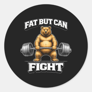 Fat But Can Fight Funny Gym Humour Y2K 90s 2000s Classic Round Sticker