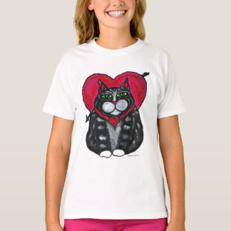 Fat Cat and Heart's short sleeved Girl's T-shirt