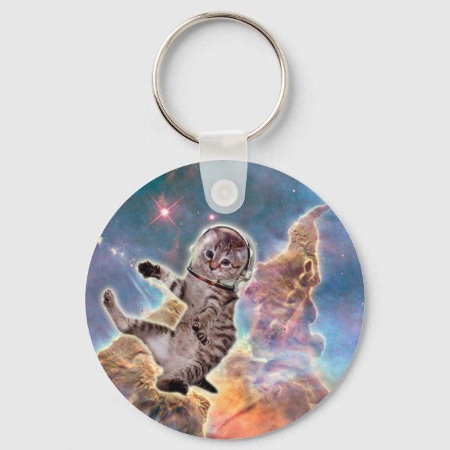 Fat cat astronaut key ring (Front)