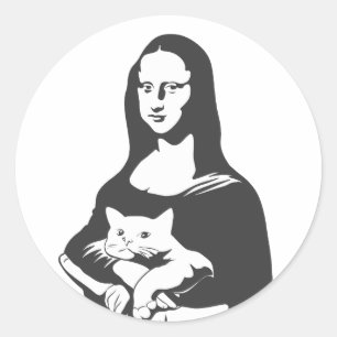 Fat cat by da vinci - Choose background colour Classic Round Sticker
