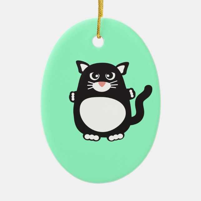 Fat Cat Ceramic Tree Decoration (Front)