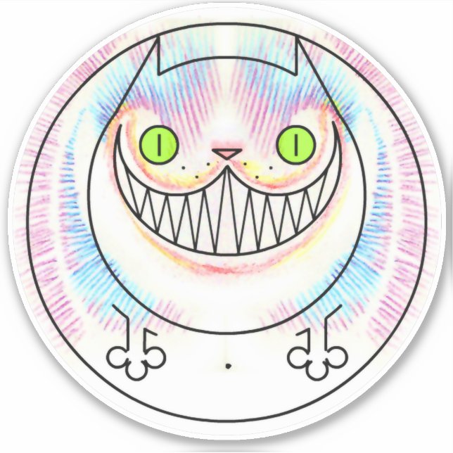 Fat Cat Cheshire Cat Custom-Cut Vinyl Sticker (Front)