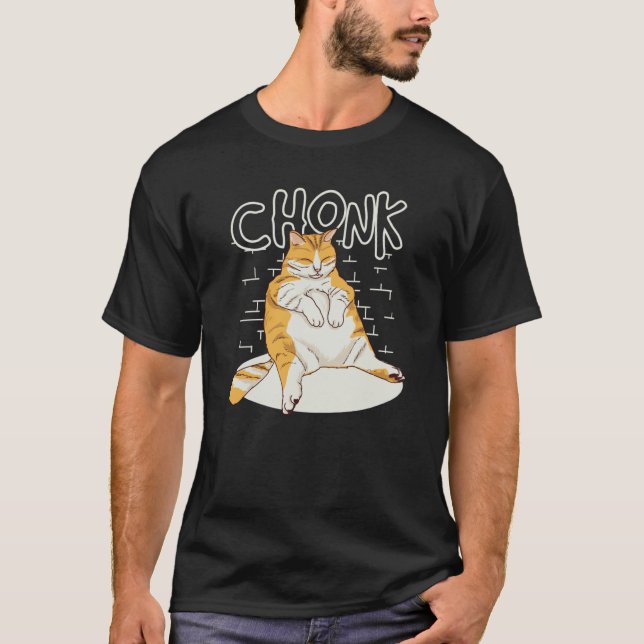 Fat Cat Chonk Scale Chonky Chubby Kitten Sarcasm M T-Shirt (Front)