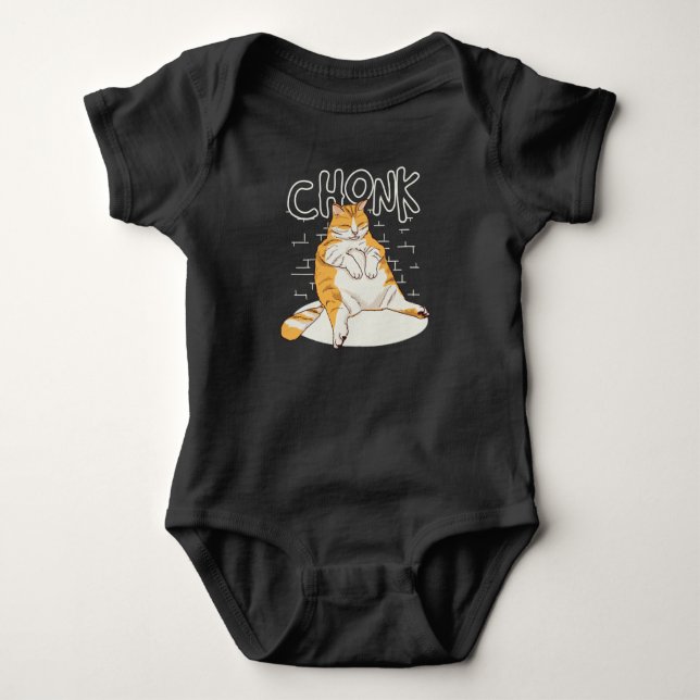 Fat Cat Chonk Scale Chonky Meme Chonker Cat Baby Bodysuit (Front)