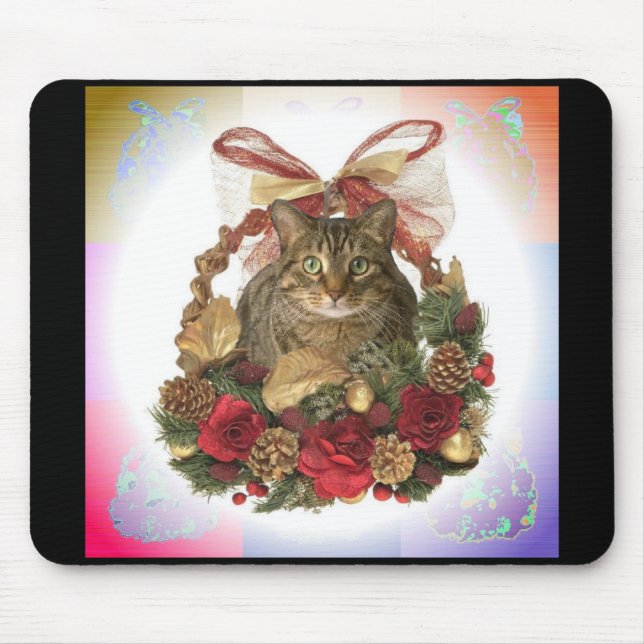 Fat Cat Christmas Basket Mouse Pad (Front)