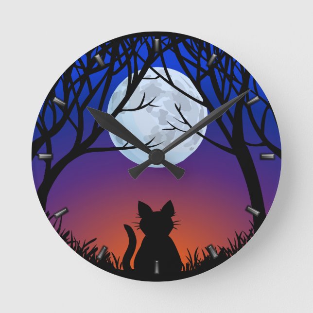 Fat Cat Clock Cute Cat Lover Wall Clocks & Decor (Front)