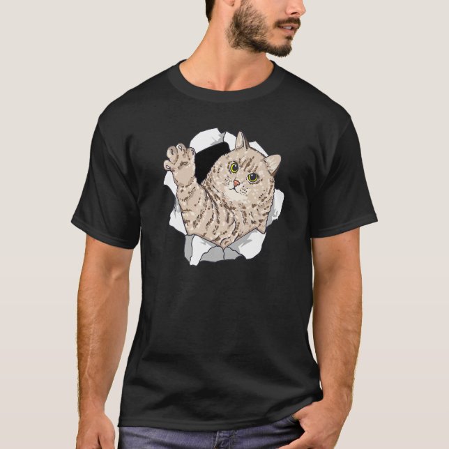 Fat Cat coming out ripping ripped T-Shirt (Front)