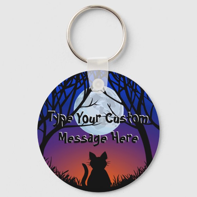 Fat Cat Keychain Personalised Cat Art Keychains (Front)