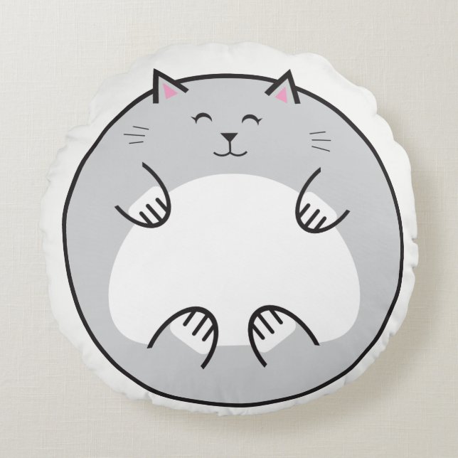 Fat Cat Round Belly Pillow (Front)