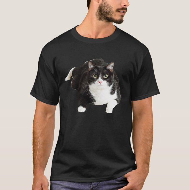 Fat Cat Sitting Down For Crazy Cat Lady And Moms T-Shirt (Front)