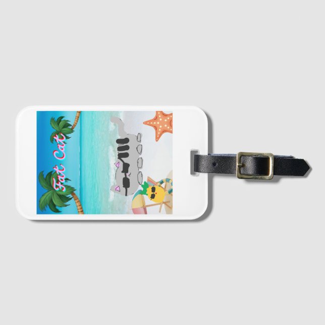 fat cat vacation luaggage tag (Front Horizontal)