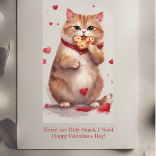 Fat cute cat cookie snack funny Valentines Day Holiday Card