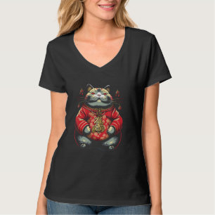 Fat Cute Cat Japanese Samurai Sumo Animal 2 T-Shirt