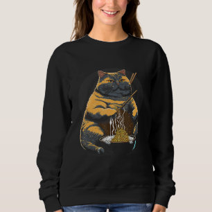 Fat Cute Cat Japanese Samurai Sumo Animal Art Sweatshirt
