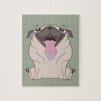 Fat Drooling Cartoon Pug Dog Puzzle