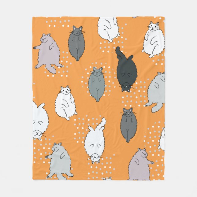 Fat, fluffy cats are lying on their backs. Cute co Fleece Blanket (Front)
