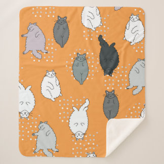 Fat, fluffy cats are lying on their backs. Cute co Sherpa Blanket