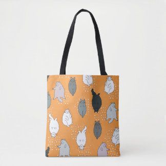 Fat, fluffy cats are lying on their backs. Cute co Tote Bag