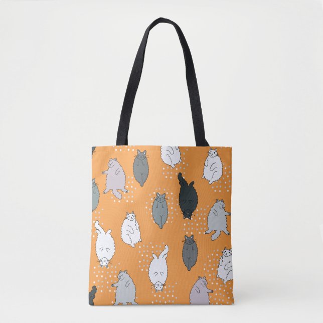 Fat, fluffy cats are lying on their backs. Cute co Tote Bag (Front)