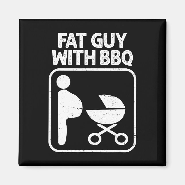 Fat Guy With Bbq  Magnet (Front)
