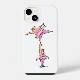 Fat Guys in Pink Tutus Ballet Cartoon Illustration iPhone 14 Case