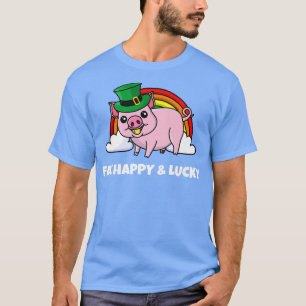 Fat Happy & Lucky St Patrick's Day Pig Leprechaun T-Shirt