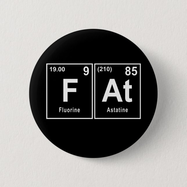 Fat In The Chemical Symbol For People Who's Foody 6 Cm Round Badge (Front)