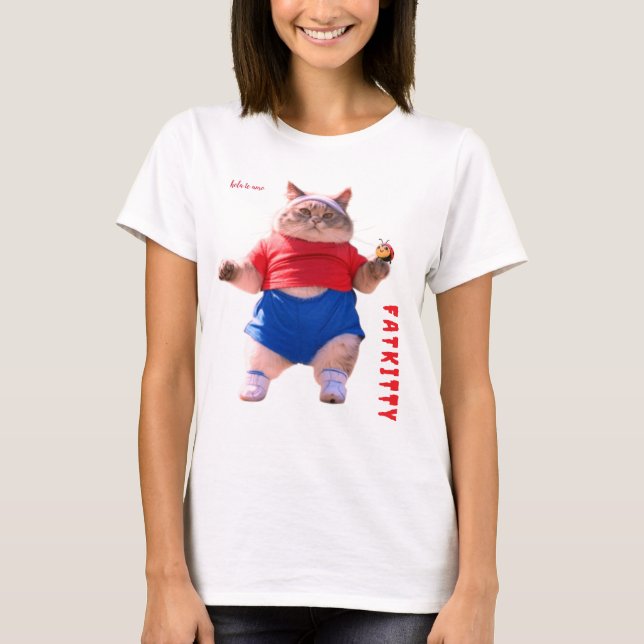 FAT KITTY STICKER T-Shirt (Front)