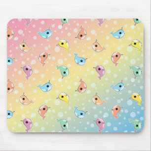 Fat Rainbow Narwhal Pattern Mouse Pad