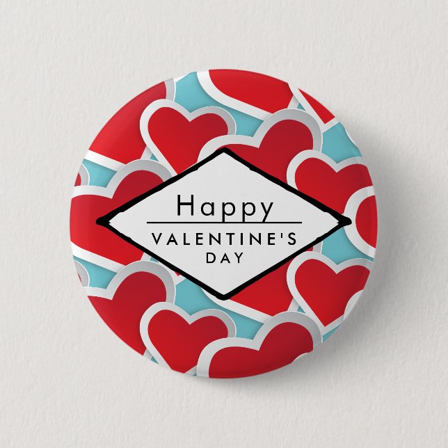 Fat Red Hearts Repeating Pattern Cute 6 Cm Round Badge (Front)