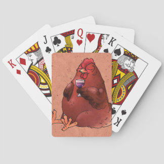 Fat Red Hen with Wine Playing Cards