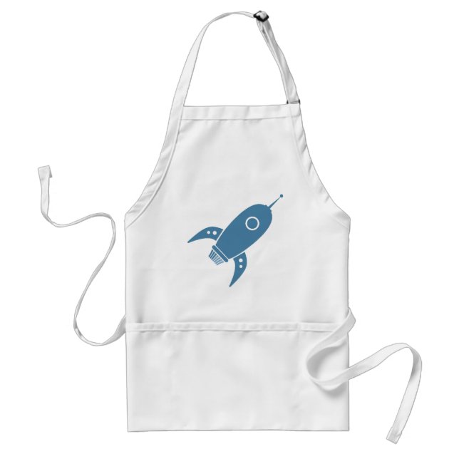 Fat Retro Rocket Ship Blue Standard Apron (Front)