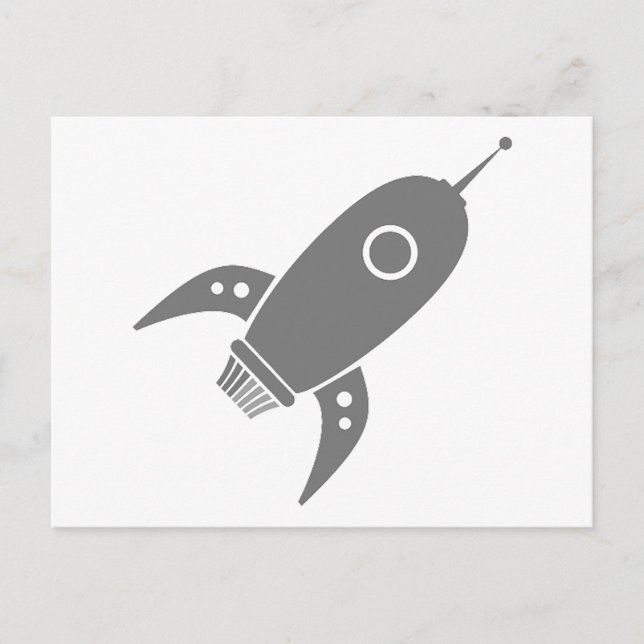 Fat Retro Rocket Ship Grey Grey Postcard (Front)