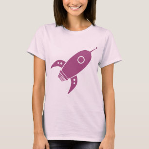 Fat Retro Rocket Ship Pink T-Shirt