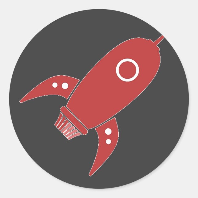 Fat Retro Rocket Ship Red Classic Round Sticker (Front)