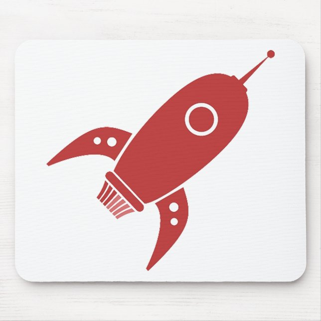 Fat Retro Rocket Ship Red Mouse Pad (Front)