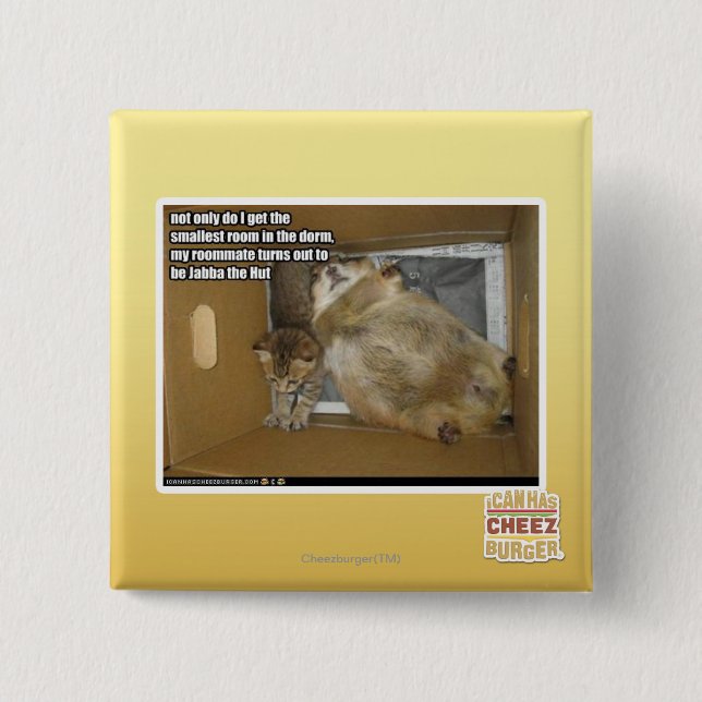 Fat roommate 15 cm square badge (Front)