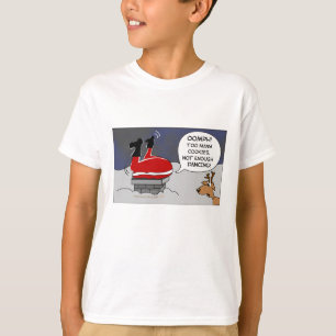 Fat Stuck Santa Funny Christmas Dancing Cartoon T-Shirt
