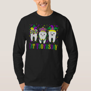 Fat Toothsday Mardi Gras Mask Beads Carnival Funny T-Shirt
