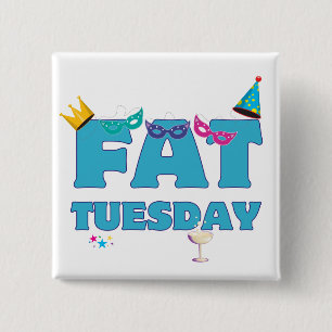 Fat Tuesday Mardi Gras 15 Cm Square Badge