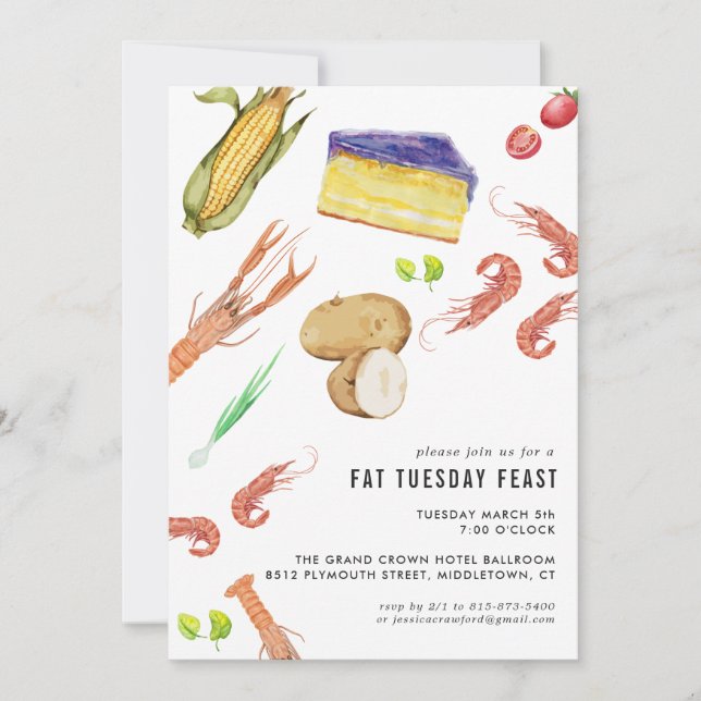 Fat Tuesday Mardi Gras Party Invitation (Front)